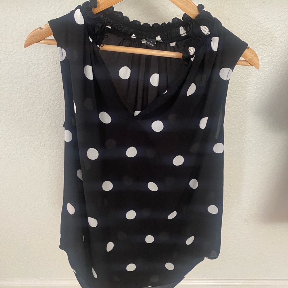 Ann Taylor Black and White Polka Dot Blouse
